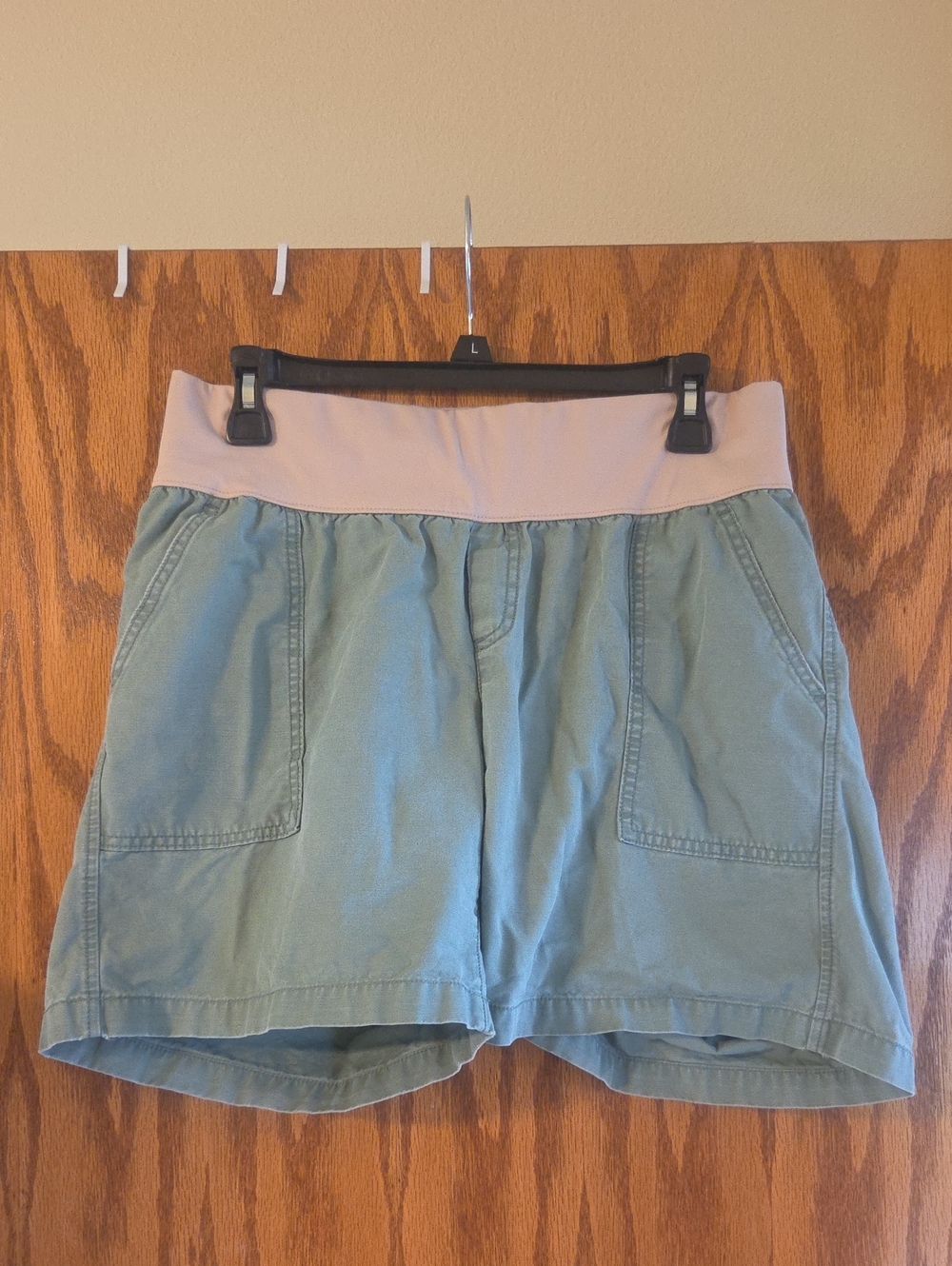 GAP Women's Light Sage Shorts with Pink Elastic Waistband